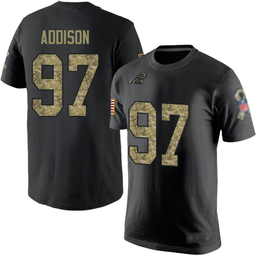 Carolina Panthers Men Black Camo Mario Addison Salute to Service NFL Football #97 T Shirt->nfl t-shirts->Sports Accessory